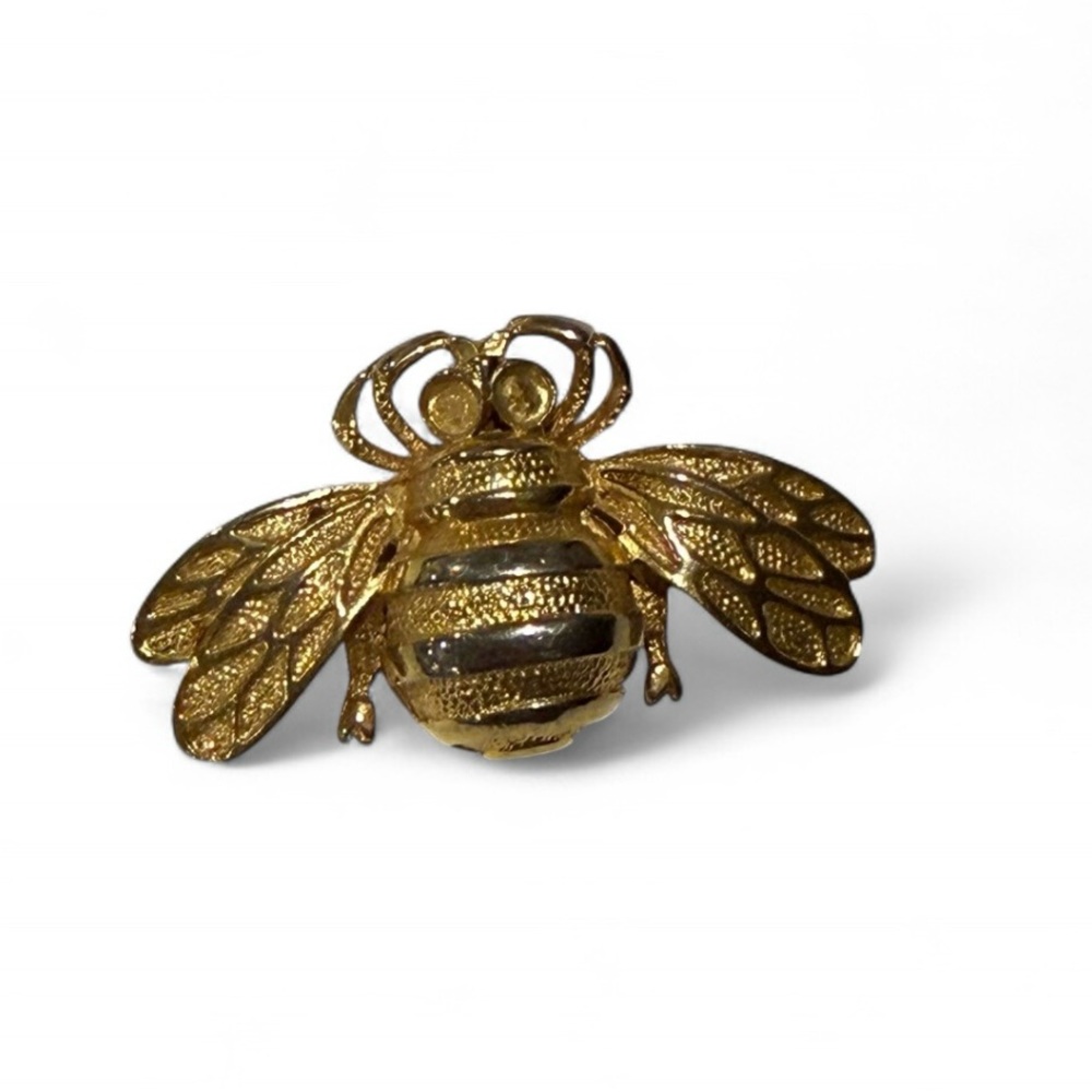 Gold Bee Brooch with Intricate Wing Details